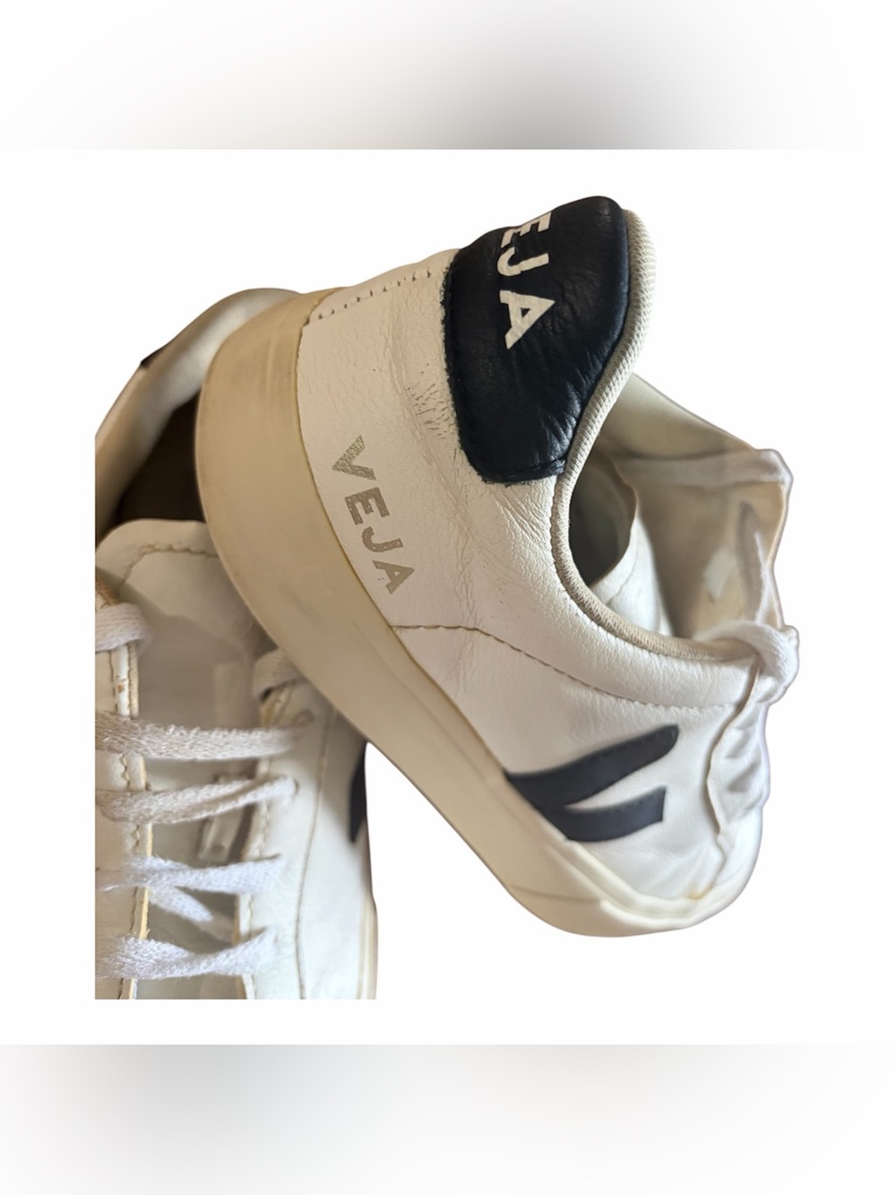 Veja Campo White Black Leather Sneackers size 8 Good Used Condition - Picture 5 of 8